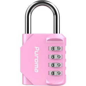 Puroma 1 Pack Combination Lock 4 Digit Locker Lock Outdoor Waterproof Padlock for School Gym Locker, Sports Locker, Fence, Toolbox, Gate, Case, Hasp Storage (Pink)