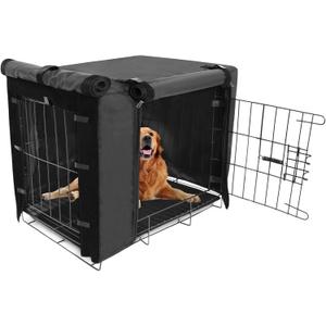 Durable Dog Crate Cover Double Door for Large pet Cover Kennel Covers Universal Fit for 36 inches Wire Dog Crate (36 Inch (36" L x 23" W x 25" H))-Black