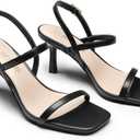 DREAM PAIRS Womens Slingback Heels Square Open Toe Strappy Sandals Ankle Strap High Heeled Dressy Shoes, Size 7