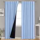 BGment Full Blackout Curtains with Thermal Insulation Liner Curtains 90 Inches Long, Rod Pocket and Back Tab Double Layer Room Darkening Window Curtain for Bedroom(52 x 90 Inch, 2 Panels, Light Blue)