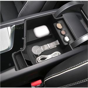 SXCY for 2018-2024 2025 XC60/2018-2024 XC90 Center Console Organizer for Volvo XC60 Accessories 2024 2025 XC60 Center Console Tray 2024 XC60 XC90 Armrest Console Organizer(with Coin Holder)