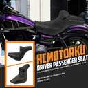Motorcycles Driver Passenger Seat Cushion Pad One-Piece Seat Leather Pillion with Driver Backrest Fit for Harley Low Rider FXLR FXLRS Sport Glide FLSB 2018-Up (Black Stitching)