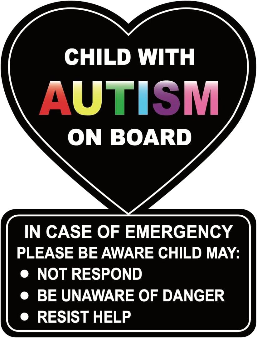 4x5.25 inch 5 PCS Child with Autism on Board Sticker Removable Adhesive Stickers