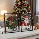 2 PCS Floating Double Picture Frame Hinged Folding, 4x6 Elegant Thin Edge Metal Real Glass Brass Photo Frames for Tabletop Wall Display, Christmas Day Gift Home Decorative Art Cfafts,Vertical, Retangle, Black