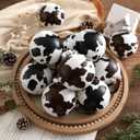 Syhood 12 Pcs Cowhide Printed Christmas Ball Ornaments 3.15 Inch Plastic Western Cow Ornaments Country Western Party Decorations Rustic Holiday Xmas Baubles for Tree Home Gift