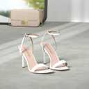 DREAM PAIRS Womens High Stilettos Open Square Toe Ankle Strap Heels Sexy Comfort Strappy Dress Shoes Wedding Bridal Pumps Sandals (Size 8, White)