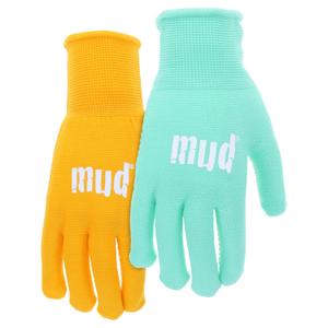 MUD - Women's Everyday, Mini-Dot Palm, 2 PK, Nylon Knit, Lightweight Garden Gloves, Saffron & Mint Colored, Medium/Large (MD35001M-WML2P)