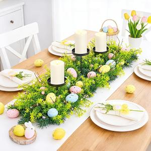 27.56" Easter Egg Candle Holder Centerpiece, Spring Table Decor with Metal Candle Cups Large Foldable Easter Candle Holder for Dining Table Mantel Fireplace, Holiday Home Party Display Decor