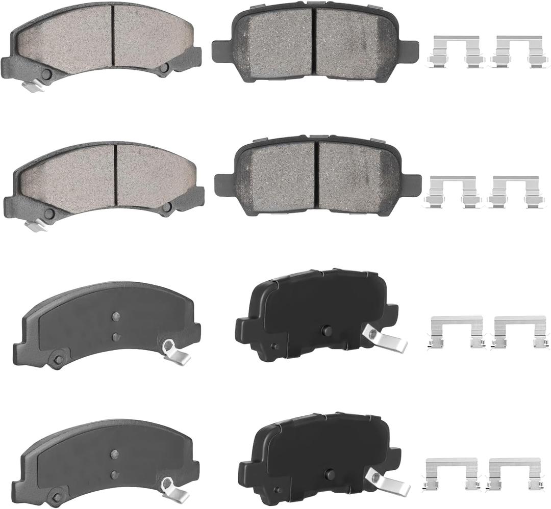 8PCS Rear Semi-Metal Front Ceramic Brake Pads Kit Fit for Chevy Impala 4-Door 3.5L/3.9L 2011,for Chevy Impala 4-Door 3.6L 2012 2013,for Chevy Impala Limited 4-Door 3.6L 2014 2015 2016