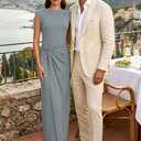 Women's Formal Bodycon Cap Sleeve Wedding Guest Maxi Dress (XL)
