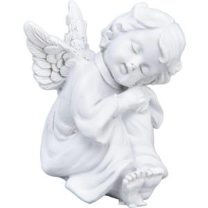 Joyzan Cherub Statue, Resin Lovely White Baby Figurines Angel Garden Memorial Decoration Indoor Outdoor Adorable Sculptures Countertop Shelves Bedside Table Lawn Gazebo Deck Patio Porch Home 2.4*2.2in