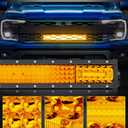 20 Inch Amber LED Light Bar 150W Combo Quad Row Off Road Light | Super Bright Quad Row LEDs, Spot Flood Combo LED Work Light Bumper Grille Yellow Light Bar for Truck Pickup SUV ATV UTV