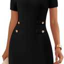 PRETTYGARDEN Work Dresses for Women 2025 Summer Business Casual Short Sleeve Formal Sweater Sheath Dress, Size S