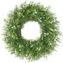 24 Inch Spring Wreaths for Front Door Wreath Summer Outdoor Green Door Wreath for All Seasons Porch Living Room Bedroom Window Wall Indoor Outdoor Farmhouse Home Decoration
