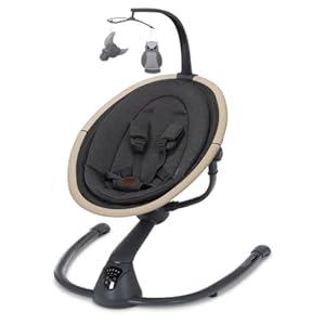 Maxi-Cosi Cassia Smart Baby Swing for Infants, Portable Foldable Swing with Music, 360 Rotation, 5 Speeds, 12 Melodies, EcoCare Fabric, Auto Motion Sensor, 2 Reclines, Classic Graphite
