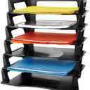 Rubbermaid Regeneration Letter Tray, Six Tier, Plastic, Black (86028) (15.8" x 10.9" x 5")