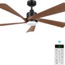 52" Ceiling Fans with Lights and Remote Control-5 Reversible Carved Blades, 6-Speed Noiseless DC Motor, Modern Ceiling Fan in Matte Finish with Indoor/Outdoor DC