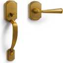 1 Pack Antique Brass Front Door Handles Reversible Lever Entry No Lock Handleset Entry Way Door Handle