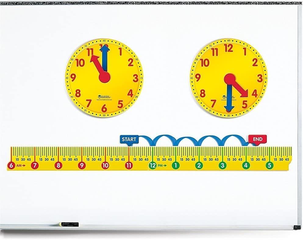 Learning Resources Magnetic Elapsed Time Set, Telling Time, Clock for Kids, Classroom Supplies, Set of 2