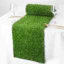 Hooqict Artificial Grass Table Runner 12 x 36 Inch Fake Grass Table Runner Green Faux Turf Table Decorations for Golf Themed Party, Wedding, Birthday, Dining, Spring Summer Baby Shower