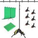 Green Screen Backdrop Kit with Stand, 8x7.2ft Portable GreenScreen Background Stand for Streaming Video and Photography Shoots