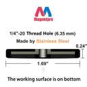 Magnetpro 4 Pieces Strong Rubber Coated Mounting Magnets Anti-Scratch & Anti Corrosion, Over 30 LB Adhesive Power, with 1/4"-20 Stainless Steel Thread Hole and Screw for PTZ, Camera