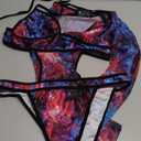 Avidlove Rave Outfits for Women Festival Sexy Lingerie Bodysuit Buckle Shrug Crop Top Set, Purple Tie Dye, Medium