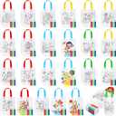 Chunful 24 Pcs Coloring Goodie Gift Bags for Kids Birthday Party with 120 Makers, Reusable Coloring Tote Bags Cute Cartoon Party Favor Non Woven with Colorful Pens DIY Crafts (Lovely with Maker)