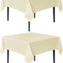 sancua Square Tablecloths 54x54 Inch, 2 Pack - Beige Fabric Table Cloth for Square or Round Tables, Washable Polyester Table Cover for Dinner, Holiday Party, Decorative Display Tables