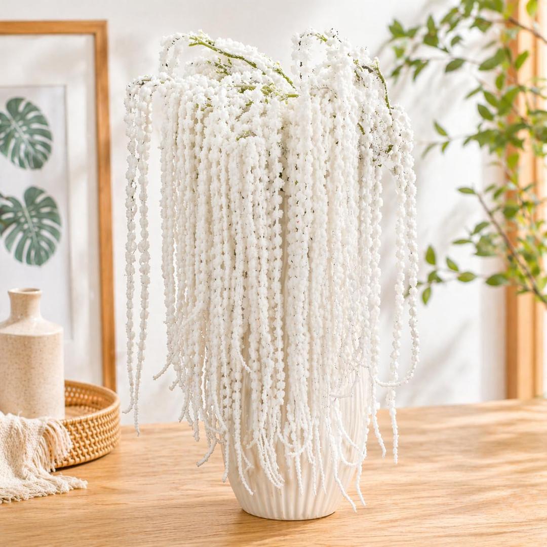 10Pcs Amaranthus Artificial Hanging Plants Fake Amaranthus Flower Bleached Wisteria 33" Long Hanging & Cascading Flowers for Wedding Floral Arrangement, Home Garden Decor, Party Supplies