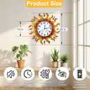 20 Inch Large Outdoor Clock with Thermometer and Hygrometer Combo, Silent Non-Ticking Sun Outdoor Wall Clock, Outdoor Clocks Waterproof for Patio, Garden, Kitchen, Living Room