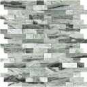 SUNWINGS 5-Sheet Peel and Stick Mosaic Natural 3D Stone Self Adhesive Marble Tiles, 11.5" x 10.7" Stick on Backsplash for Kitchen Bathroom Fireplace Vanity, Emerald Green