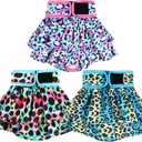wegreeco Dog Diapers Female (3 Pack), Highly Absorbent Dog Diapers for Female Dogs Washable in Heat, Incontinence, or Excitable Urination (Colorful Leopard, Large)