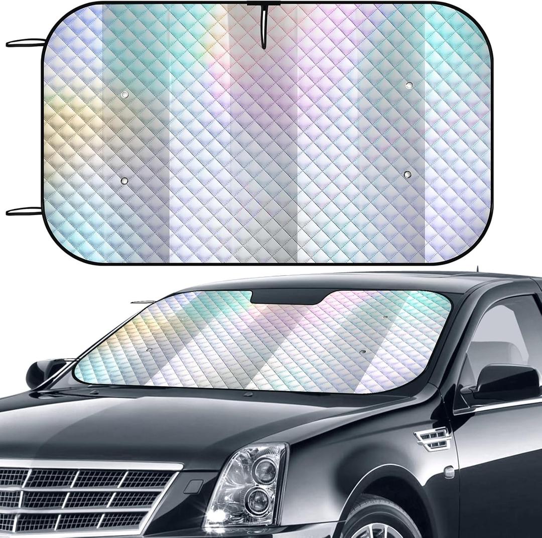 Car Windshield Sun Shade, Folding Car Shades for Front Windows UV Rays Sun Visor Shade with Sucker, Keeps Your Vehicle Cool (Colorful colors)