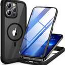 Miracase Magnetic Glass for iPhone 13 Pro Case,Compatible with MagSafe,Full-Body Bumper Phone case with Shockproof Military-Grade,Built-in 9H Tempered Glass Screen Protector for iPhone 13 Pro,Black