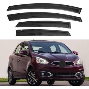 IG Window Visors Fit for 2014-2024 Mitsubishi Mirage Hatchback, Out-Channel Rain Guards Vent Wind Deflectors 4PC, Car Accessories for 14-24 Mirage Hatchback (Excludes Sedan)