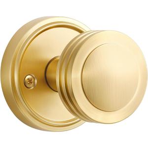 1 Pack Gold Door Knob Passage Door Knobs Brushed Gold Interior Satin Brass Door Handle for Hall and Closet,Zinc Alloy