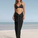 2 x Chalier Sarong Wraps for Women Beach Cover Ups Swimsuit Coverup Bathing Suit Cover Up Swimwear Bikini Swim Skirt (Black)