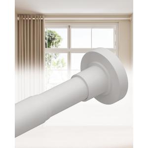 ALLZONE Tension Curtain Rods for Windows 66 to 120 Inches, White Curtain Rods No Drilling, Heavy Duty Extra Long Tension Rod for Curtains, Outdoor Curtains Rod for Patio, Bedroom