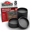 Furniture Cups X-PROTECTOR 2.5" Caster Cups 8 PCS Round Furniture Coasters Ideal Bed Stoppers Non Skid Furniture Pads with a Perfect Design Rubber Furniture Pads - Protect Any Flooring!