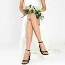 RIBONGZ Block Heels Prom Heeled Sandals for Women Chunky Square Open Toe Strappy High Heels Ankle Strap Wedding Bridal Shoes High Heel Sandals for Party Dress (Black)