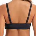 Womens Underwire Push Up Bikini Top Adjustable Wide Straps Cropped Tankini Swimsuit Top Only (Black, M)