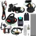 Complete Electrics Wiring Harness Kit for Coolster Tao Tao 125cc 110cc 70cc 50cc ATV Quad 4 Wheeler 4 Stroke Parts, with Lgnition Coil Solenoid Valve Starter Relay Stator Voltage Regulator CDI Box