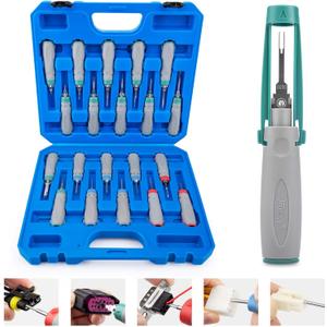 JRready JRconDRK00A20-02 Pin Removal Tool Kit, 20PCS Universal Automotive Computer Electrical Terminal Release Tool Set for Deutsch, AMP, TE, Molex, MCON 1.2, Harting Wain, Amphenol RT360 Connectors