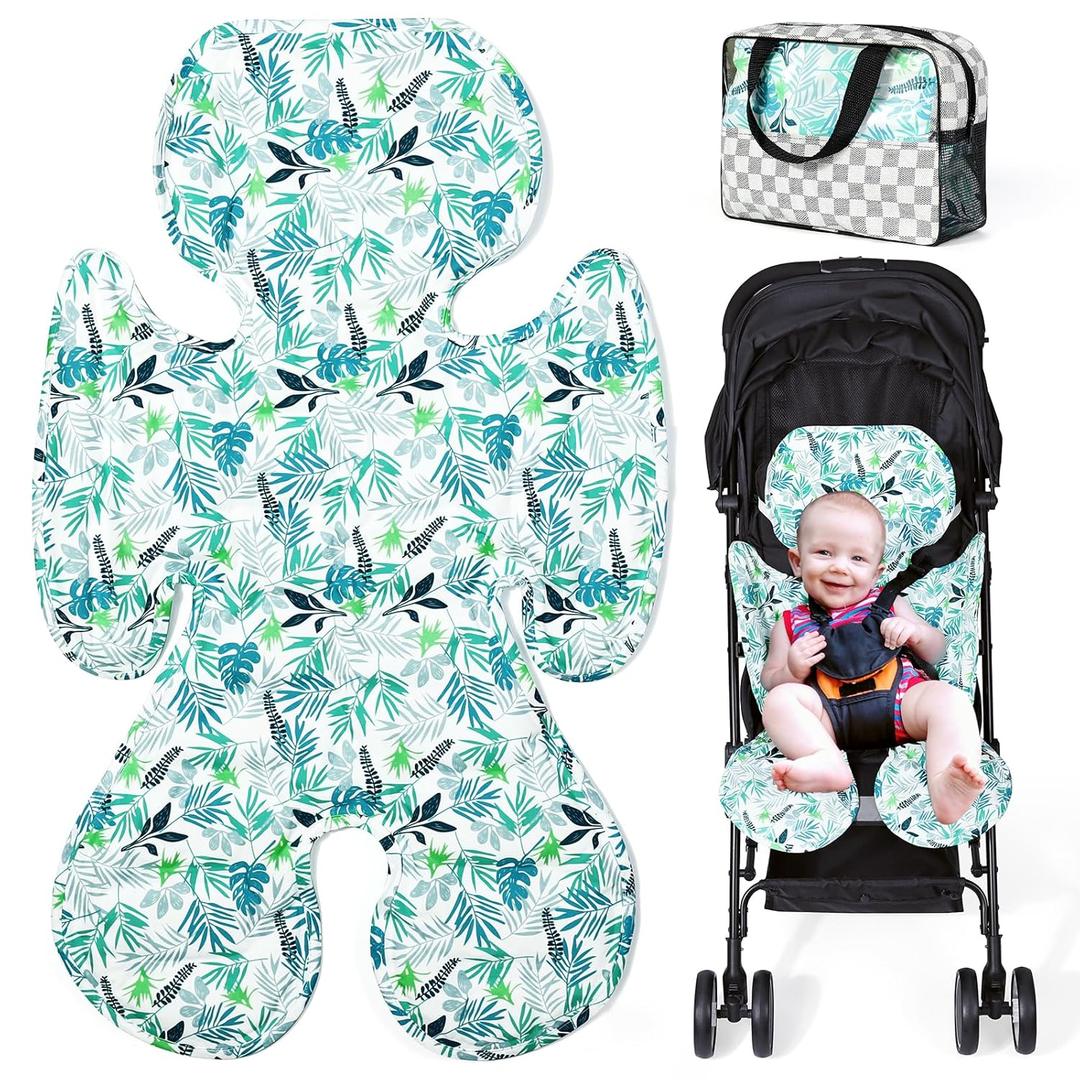 Orzbow Universal Stroller Cooling Pad, Double Sided Car Seat Cooler Liner, Gel Baby Cooling Pad Cushion for Strollers, Car Seats, High Chair, Swing, Cribs, Keep Baby Cool in Summer (Green - Leaves Pattern)