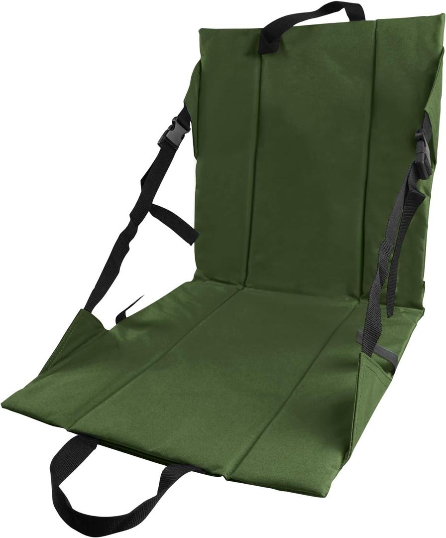 Folding Stadium Seat Cushion with Backrest, Portable Bleacher Pad for Camping, Fishing,15.8'' x 16.5'',Lightweight Chair with Backrest for Outdoor Sports and Concerts (Olive)