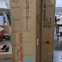 Benjara Mabe King Size Bed, Wingback Curved Headboard, White Fabric Upholstery