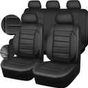 CAR PASS Leather Seat Covers Full Set Universal Water Resistant 3D Foam Back Support, Luxury Comfort Automotive 5 Seat Covers All Season Fit for SUV,Sedan,Van, Airbag Compatible Elegance(Pure Black)