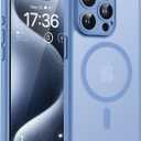 TOCOL for Phone 15 Pro Case, Compatible with Magsafe Charger, Full Camera Protection, Drop Protection, Translucent Matte Phone Case for iPhone 15 Pro 6.1 inch (Light Blue)