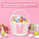 2 x CubesLand Easter Basket for Girls Kids, Adorable Bunny Basket for Easter Egg Hunts, Soft & Safe Babys First Easter Basket, Sturdy Cotton Rope Empty Gift Basket, Festive Dcor- Pink-Large